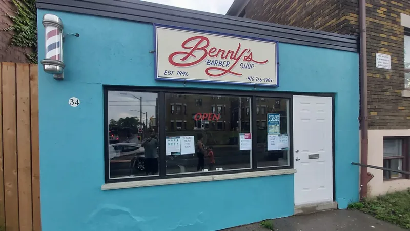 Benny’s Barber Shop, hair salon at 34 Jane Street in Old Toronto, Toronto